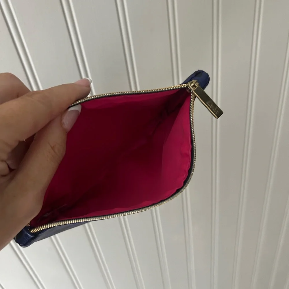 Ipsy Cosmetic Pouch Navy Blue Hearts Zipper